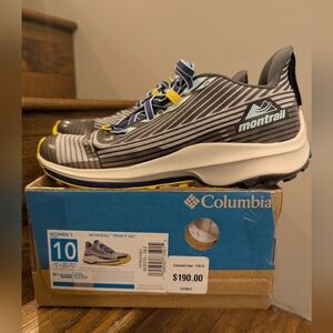 Columbia Montrail Trinity Ag womens Trail Running Shoe Gray Blue Yellow Size 10